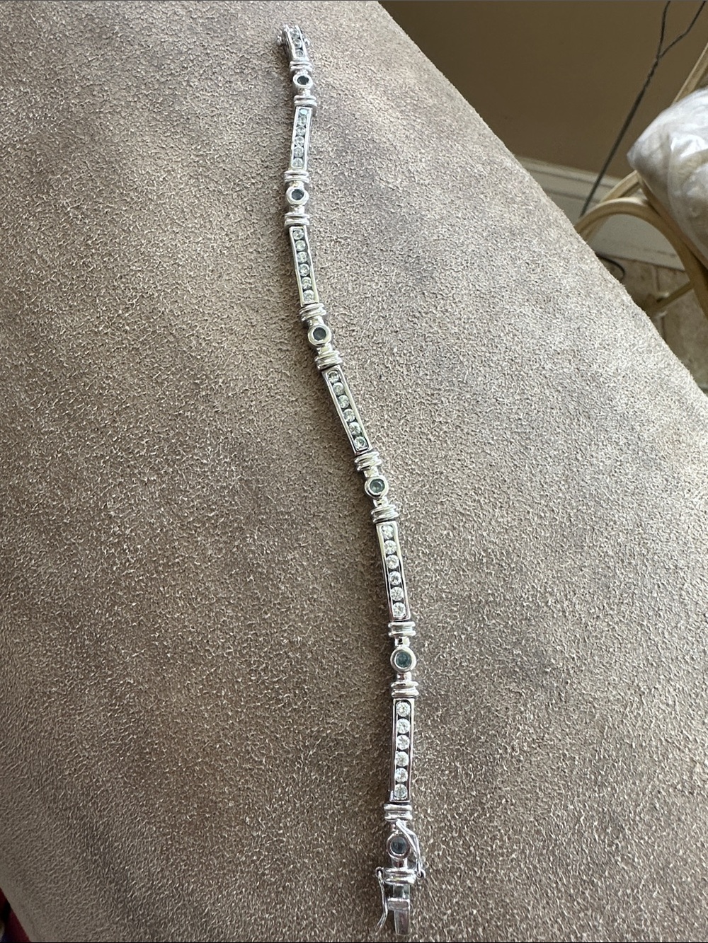 Silver Crystal Bar Tennis Bracelet - Women's Jewelry